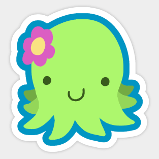 Green Flower Octopus Sticker